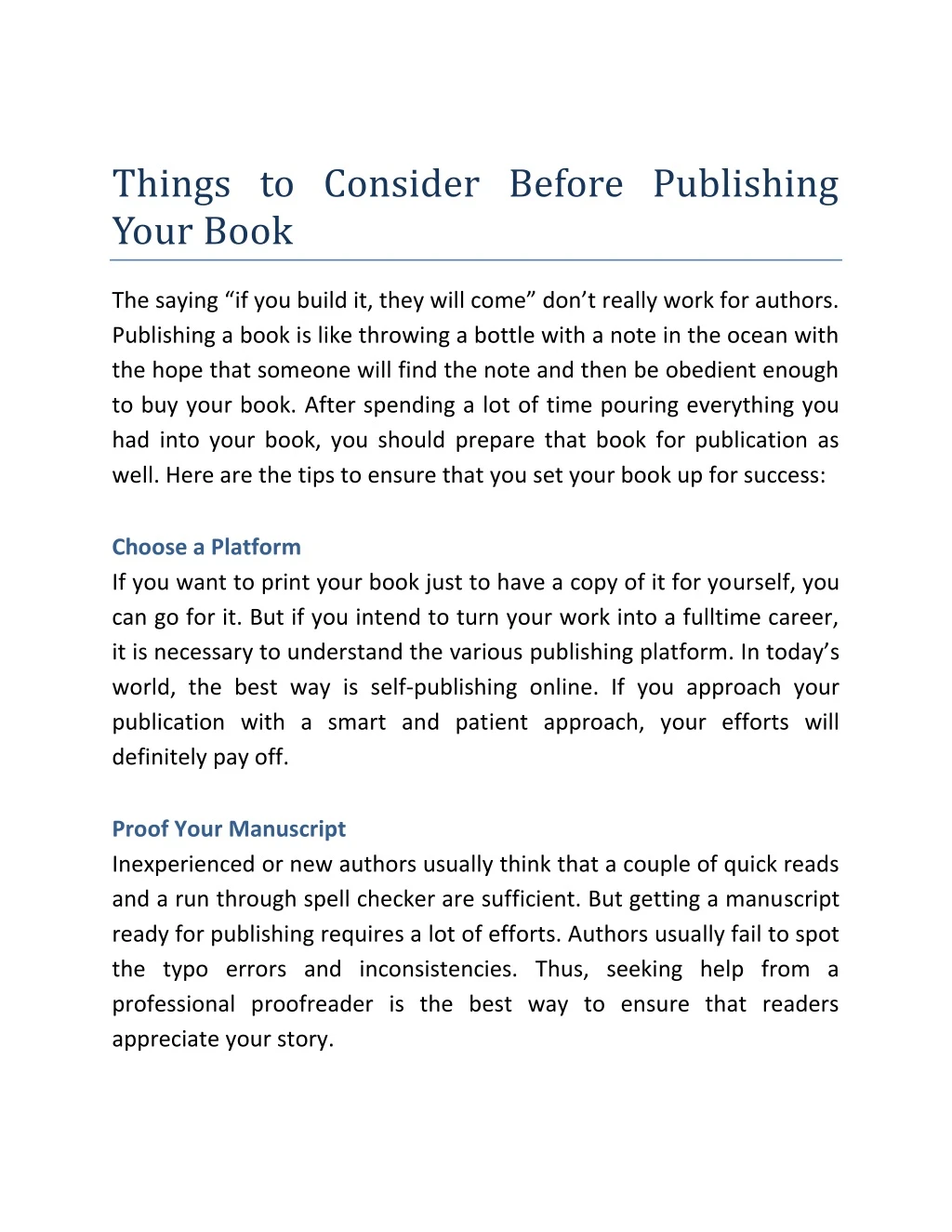 things to consider before publishing your book