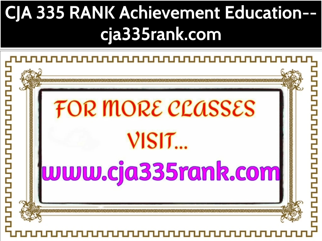 cja 335 rank achievement education cja335rank com