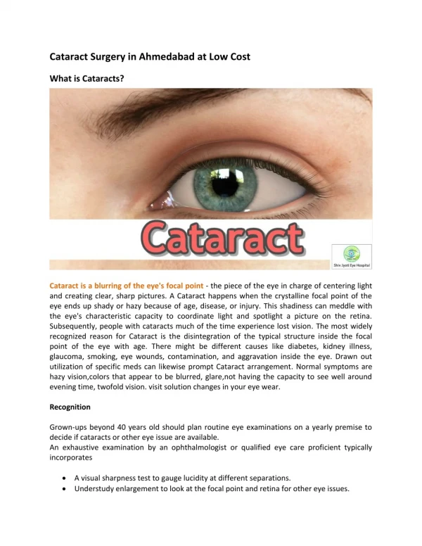 Best Cataract Surgery in Ahmedabad