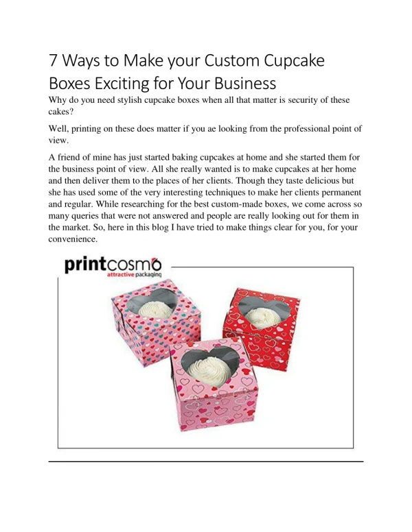 7 Ways to Make your Custom Cupcake Boxes Exciting for Your Business
