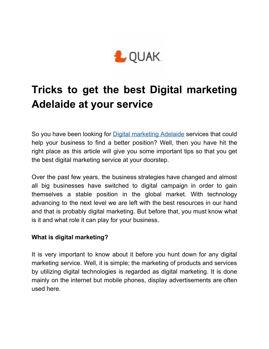 tricks to get the best digital marketing adelaide