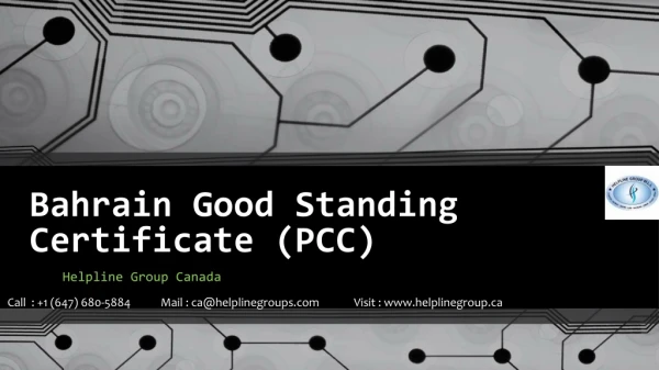 Bahrain Good Standing Certificate (PCC) From Canada