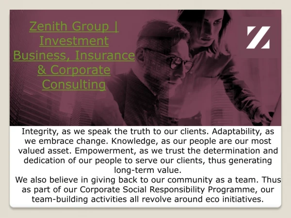 Zenith Group | Investment Business, Insurance & Corporate Consulting