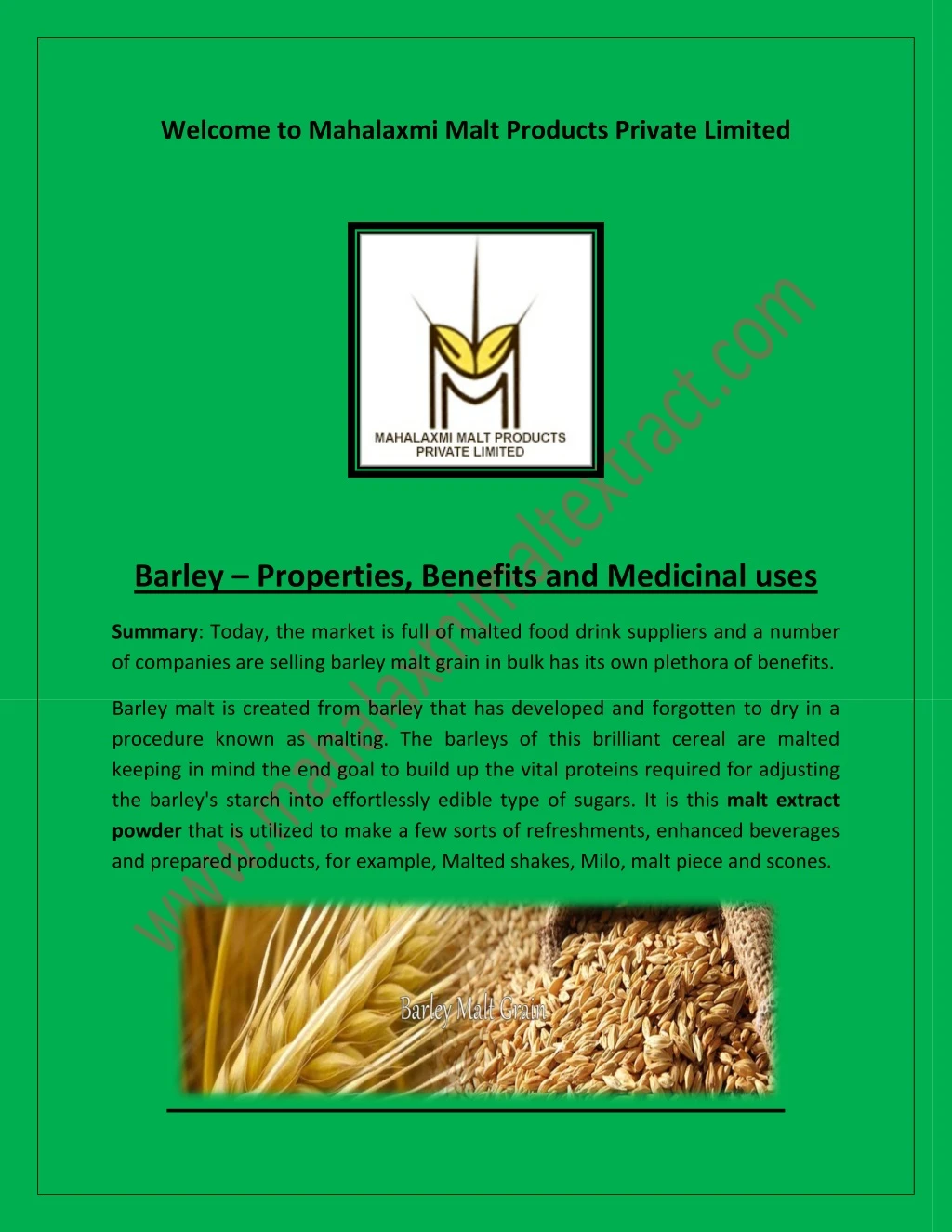 welcome to mahalaxmi malt products private limited