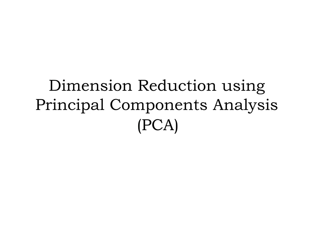 dimension reduction using principal components
