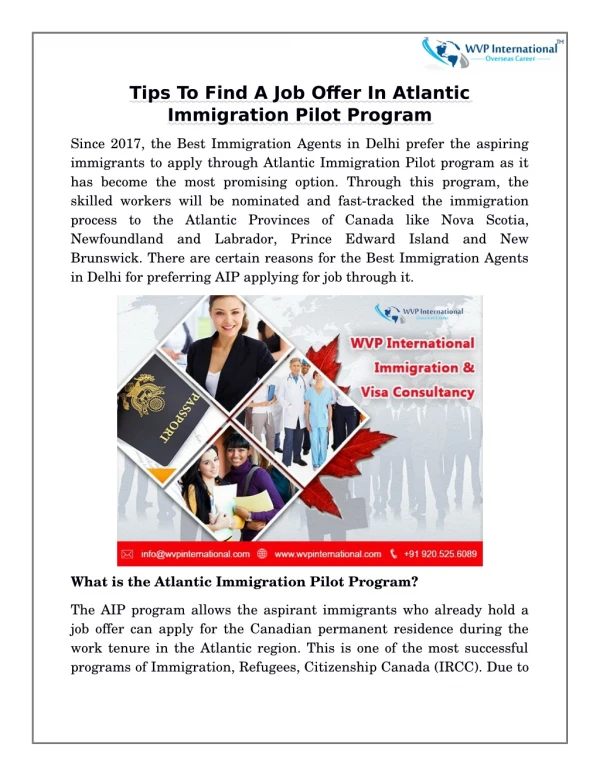 Tips To Find A Job Offer In Atlantic Immigration Pilot Program