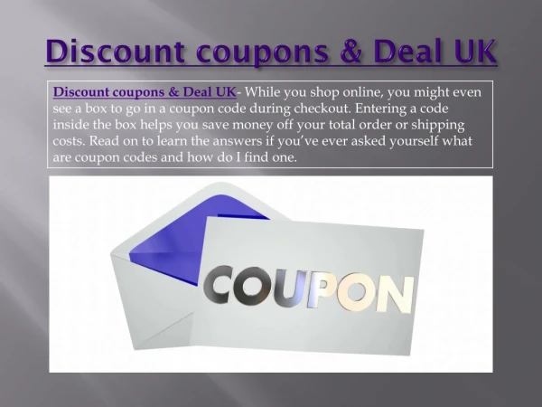 Discount coupons & Deal UK