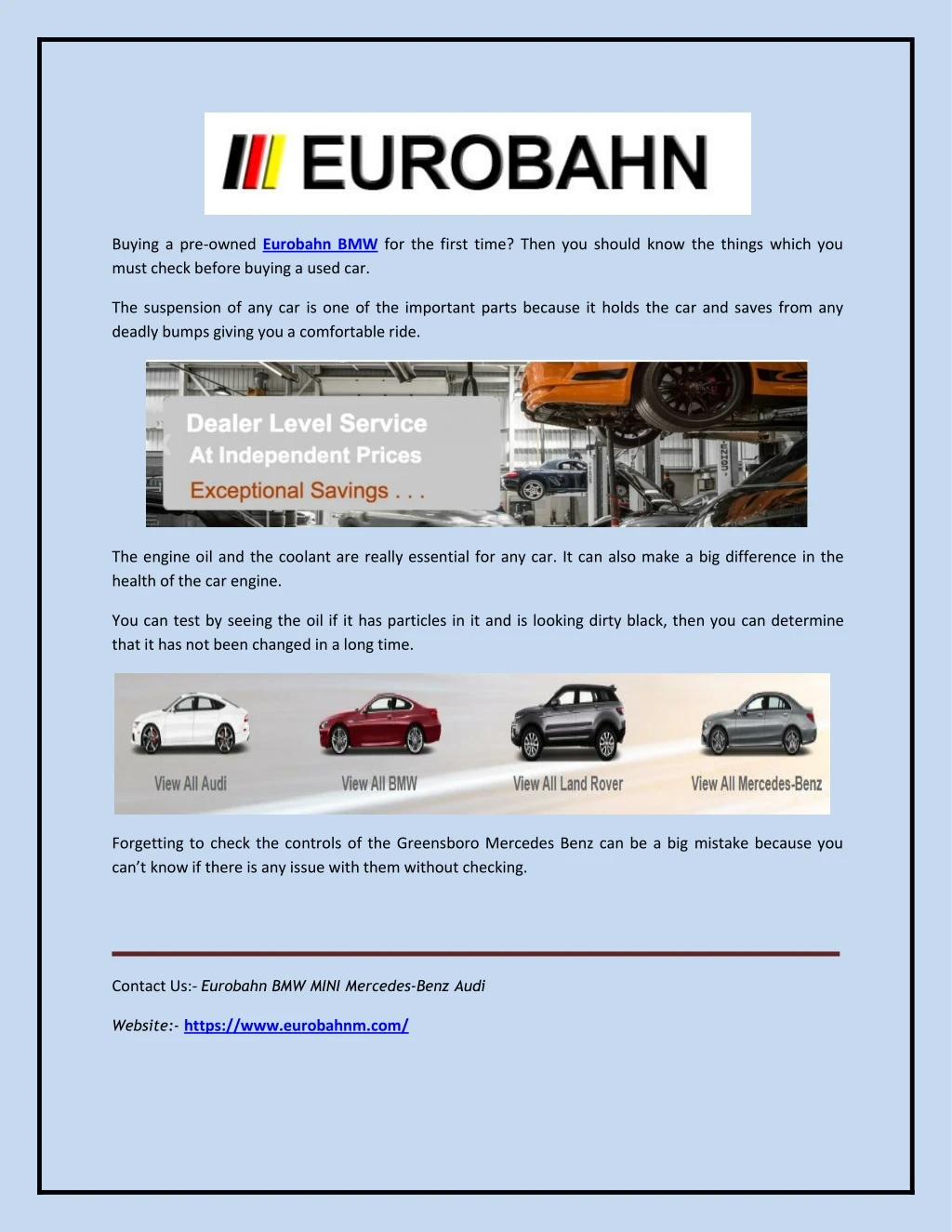 buying a pre owned eurobahn bmw for the first
