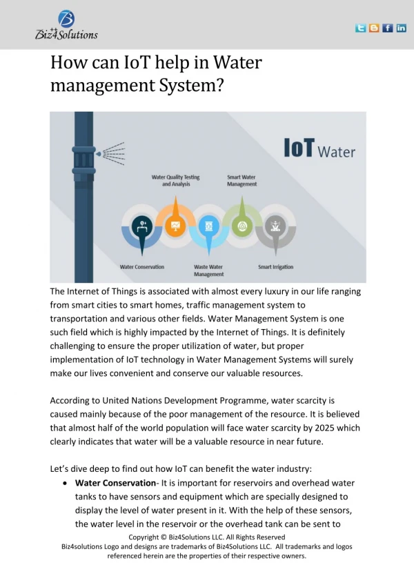 How Can IoT help in Water Management System