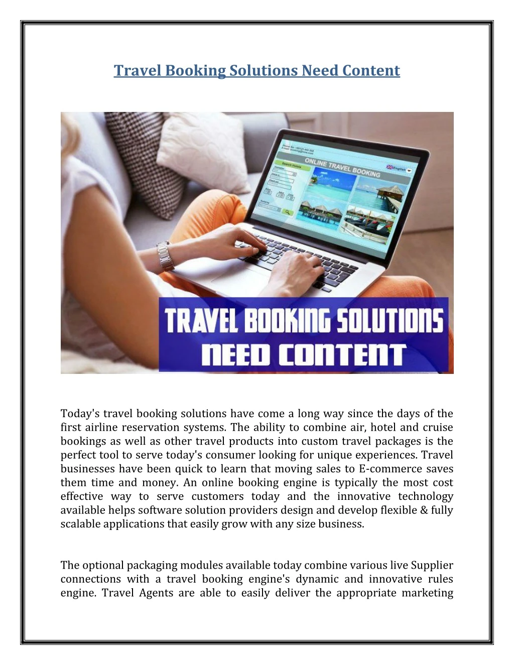 travel booking solutions need content