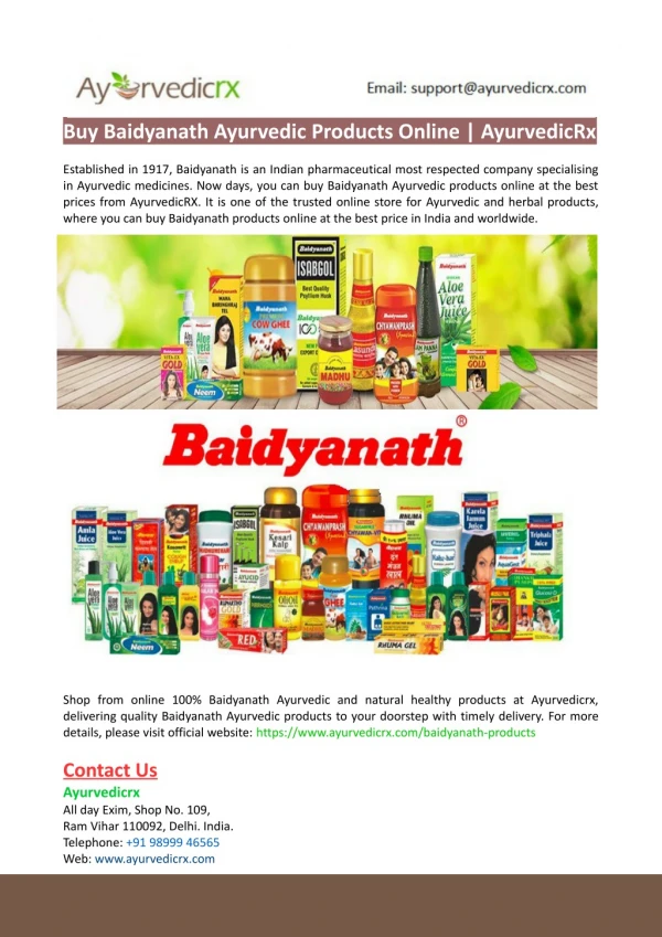 Buy Baidyanath Ayurvedic Products Online-AyurvedicRx