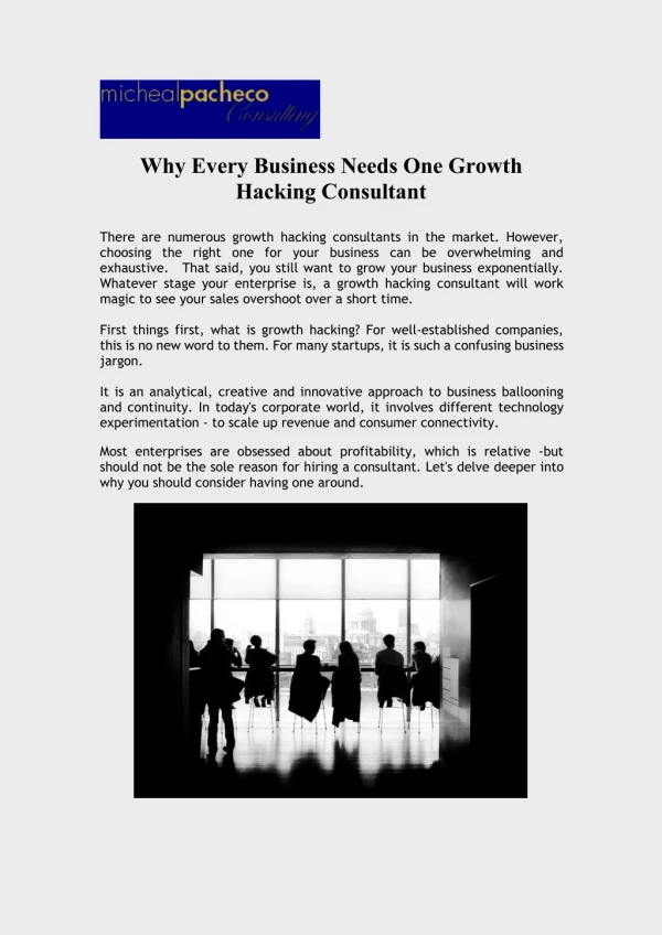 Why Every Business Needs One Growth Hacking Consultant