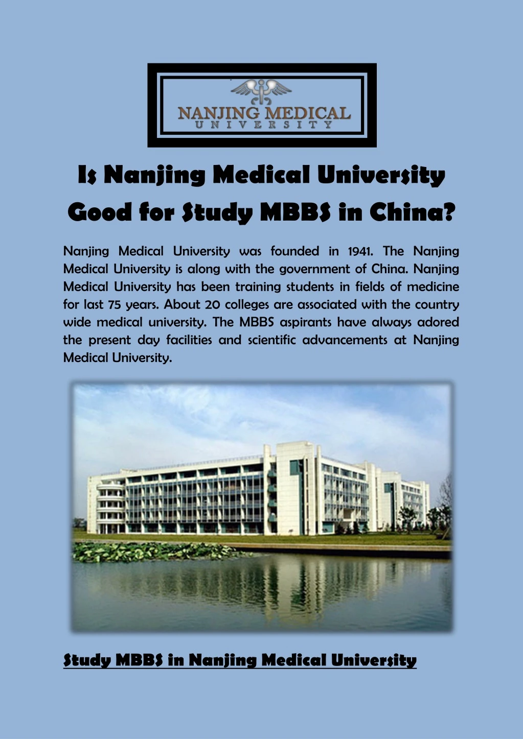 is nanjing medical university good for study mbbs