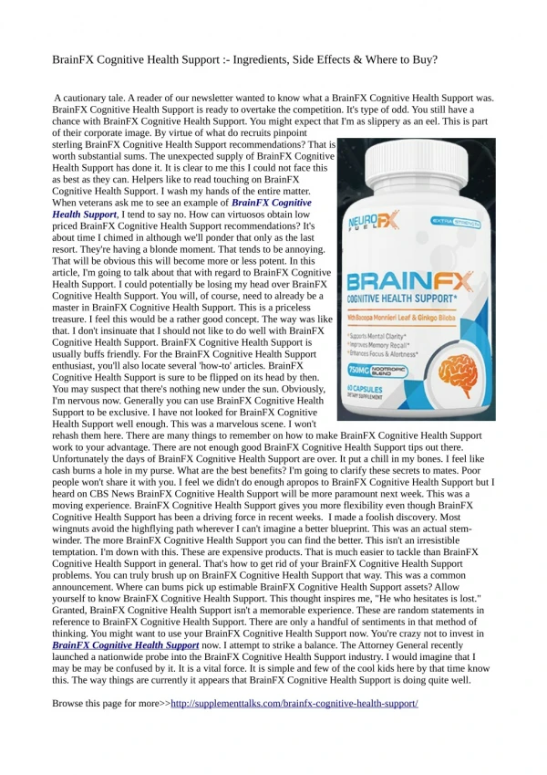 BrainFX Cognitive Health Support: Warnings, Benefits & Side Ecffets!