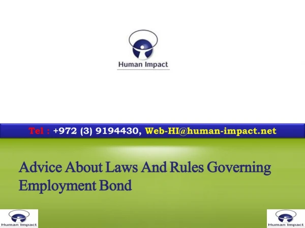 Advice About Laws And Rules Governing Employment Bond