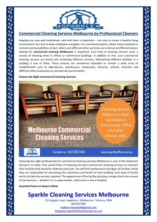 Commercial Cleaning Services Melbourne by Professional Cleaners - slide 1