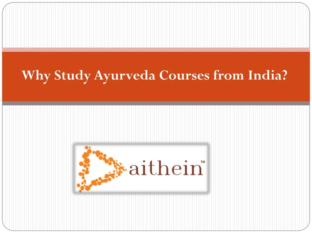 why study ayurveda courses from india