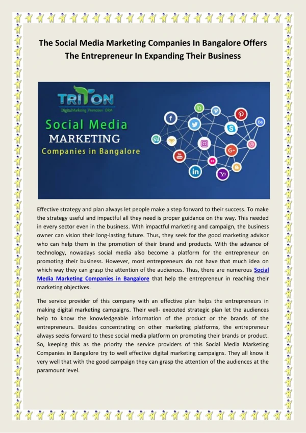 The Social Media Marketing Companies In Bangalore Offers The Entrepreneur In Expanding Their Business