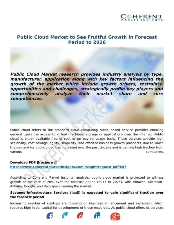 Public Cloud Market to See Fruitful Growth In Forecast Period to 2026