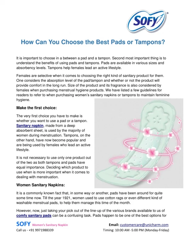 How Can You Choose the Best Pads or Tampons?