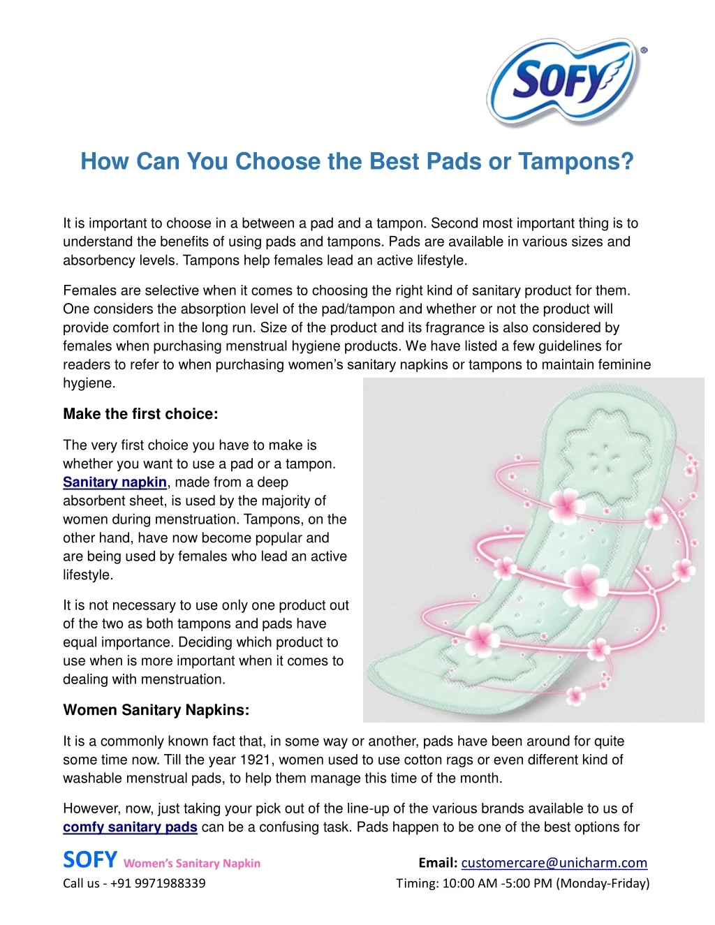 how can you choose the best pads or tampons