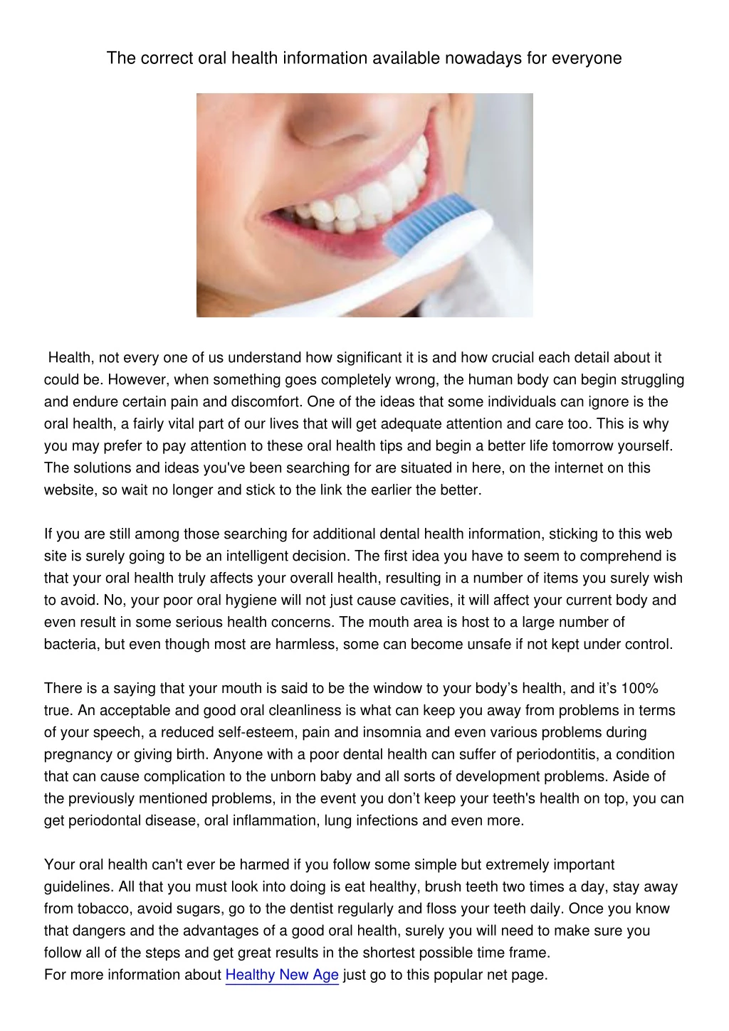 the correct oral health information available