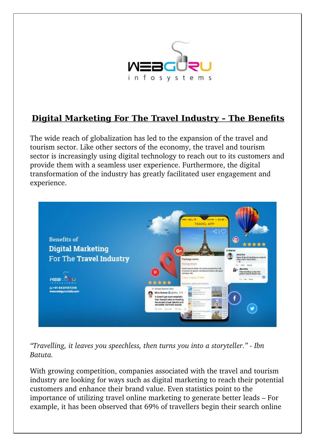 digital marketing for the travel industry