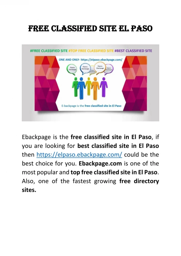 Free Classified Site | El Paso Ebackpage