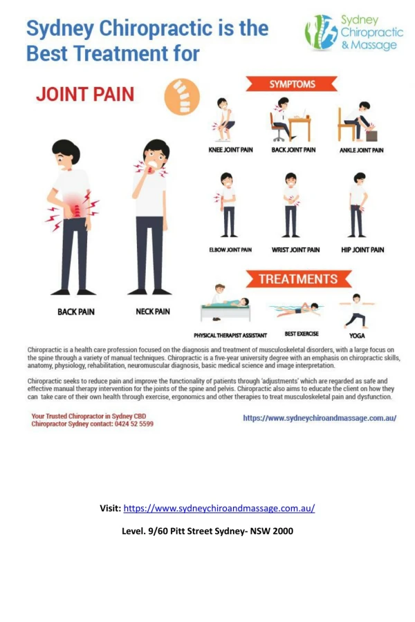 Get effective Solution for joint pain treatment at Sydney Chiropractic & Massage