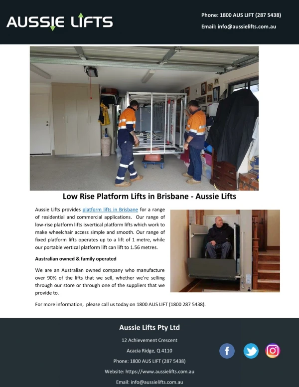 Low Rise Platform Lifts in Brisbane - Aussie Lifts