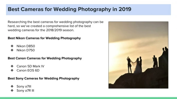 Best Cameras for Wedding Photography in 2019