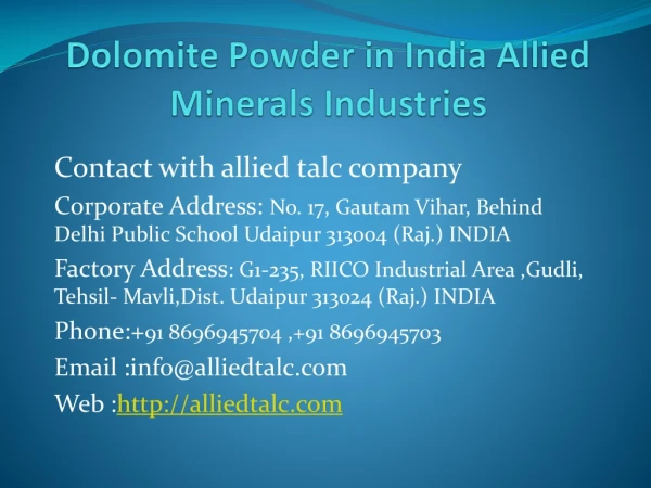 Dolomite Powder in India Allied Minerals Industries