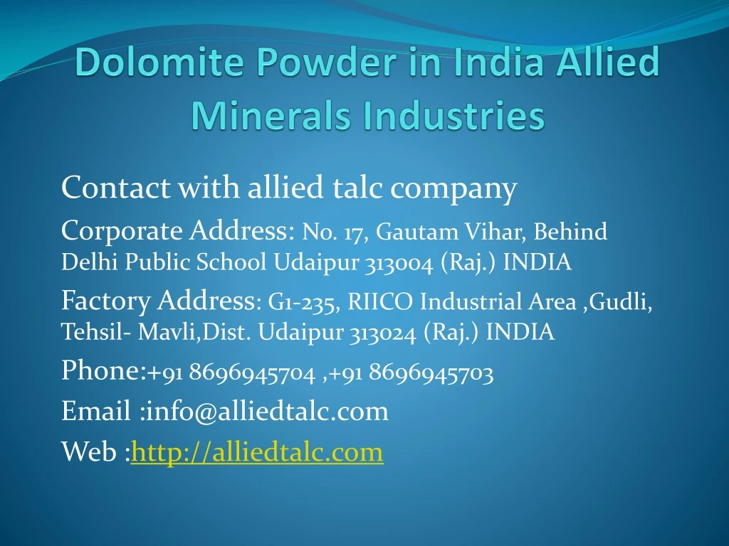 dolomite powder in india allied minerals industries