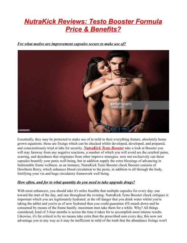 What Is NutraKick Testo Booster ?