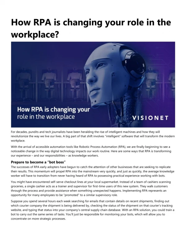 How RPA is changing your role in the workplace?