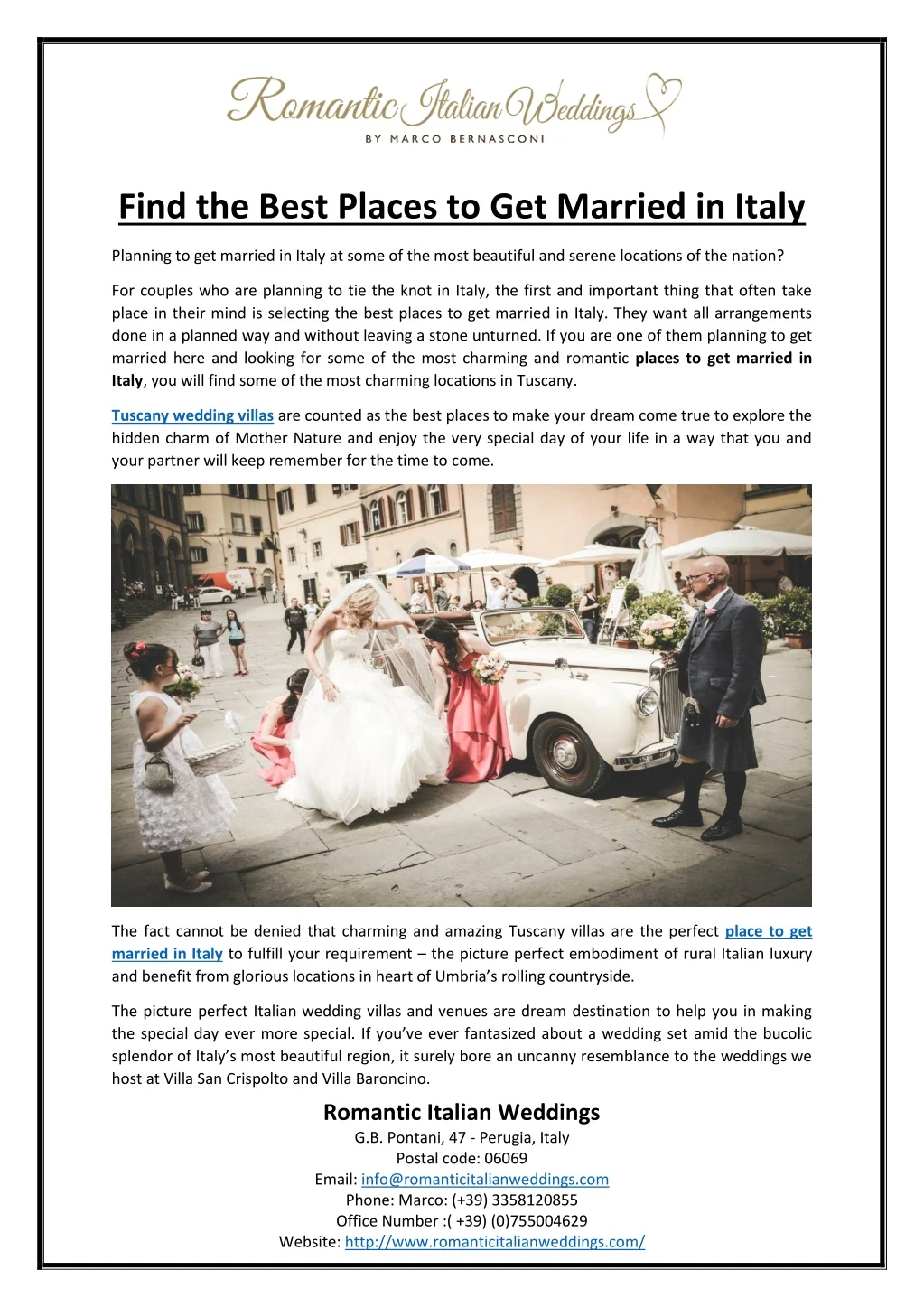find the best places to get married in italy
