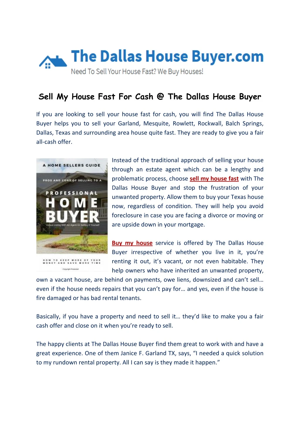 sell my house fast for cash @ the dallas house