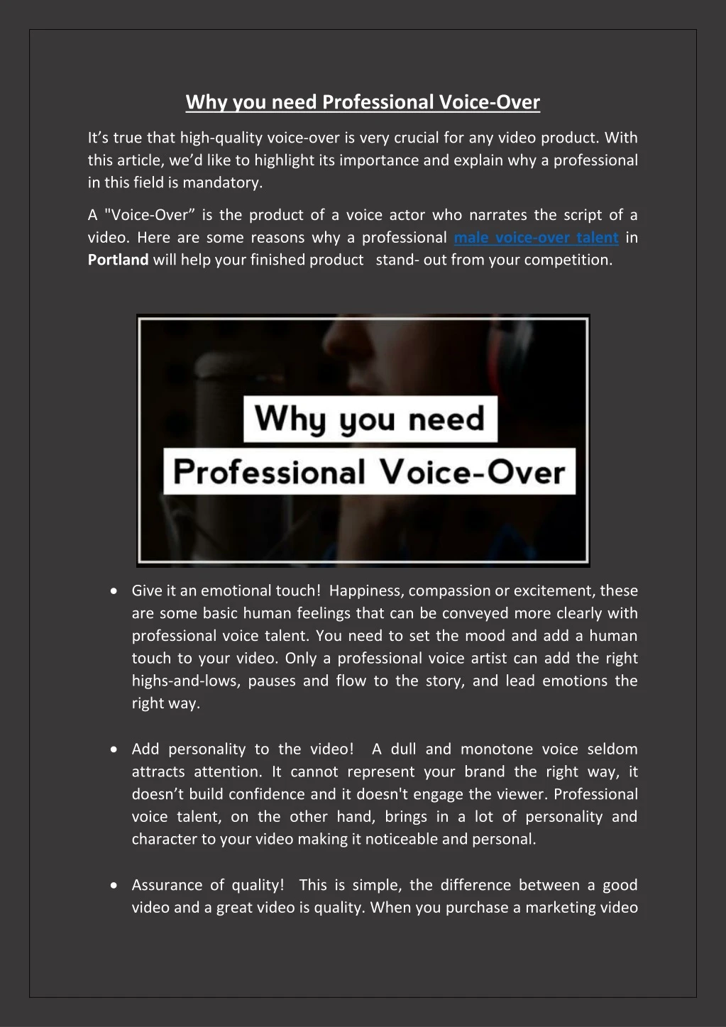why you need professional voice over
