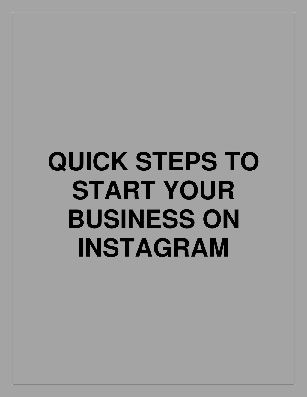 quick steps to start your business on instagram