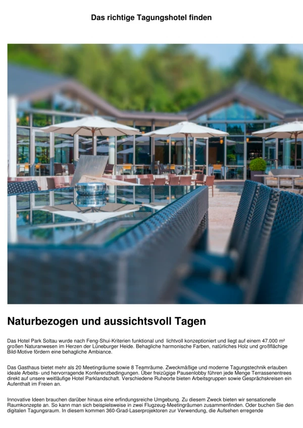 Tagungshotel und Seminarhotel finden