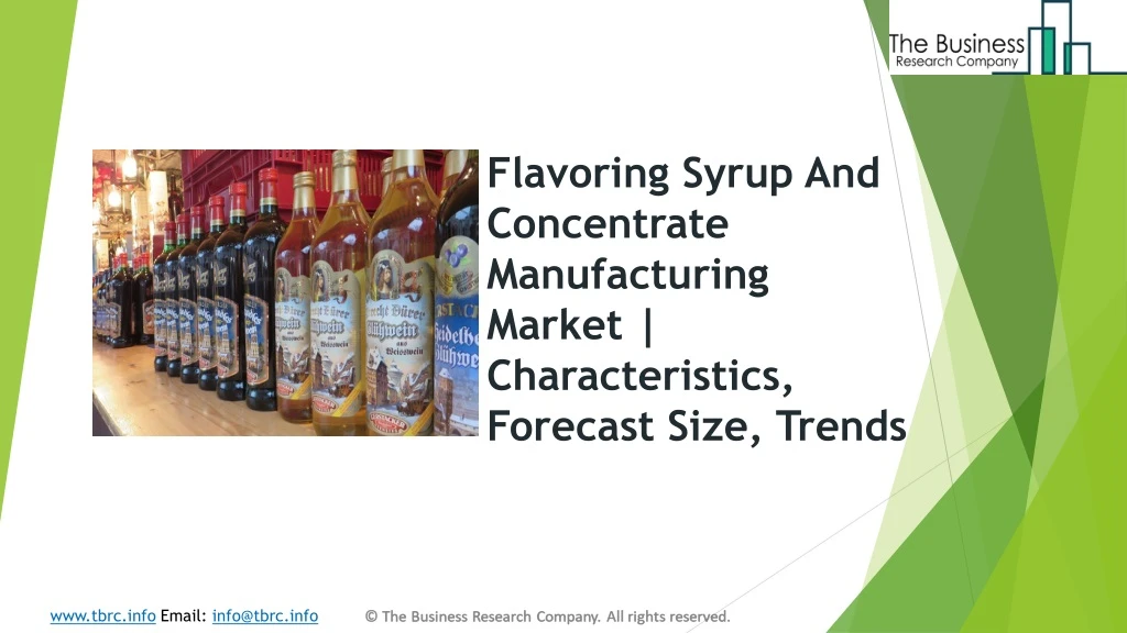 flavoring syrup and concentrate manufacturing