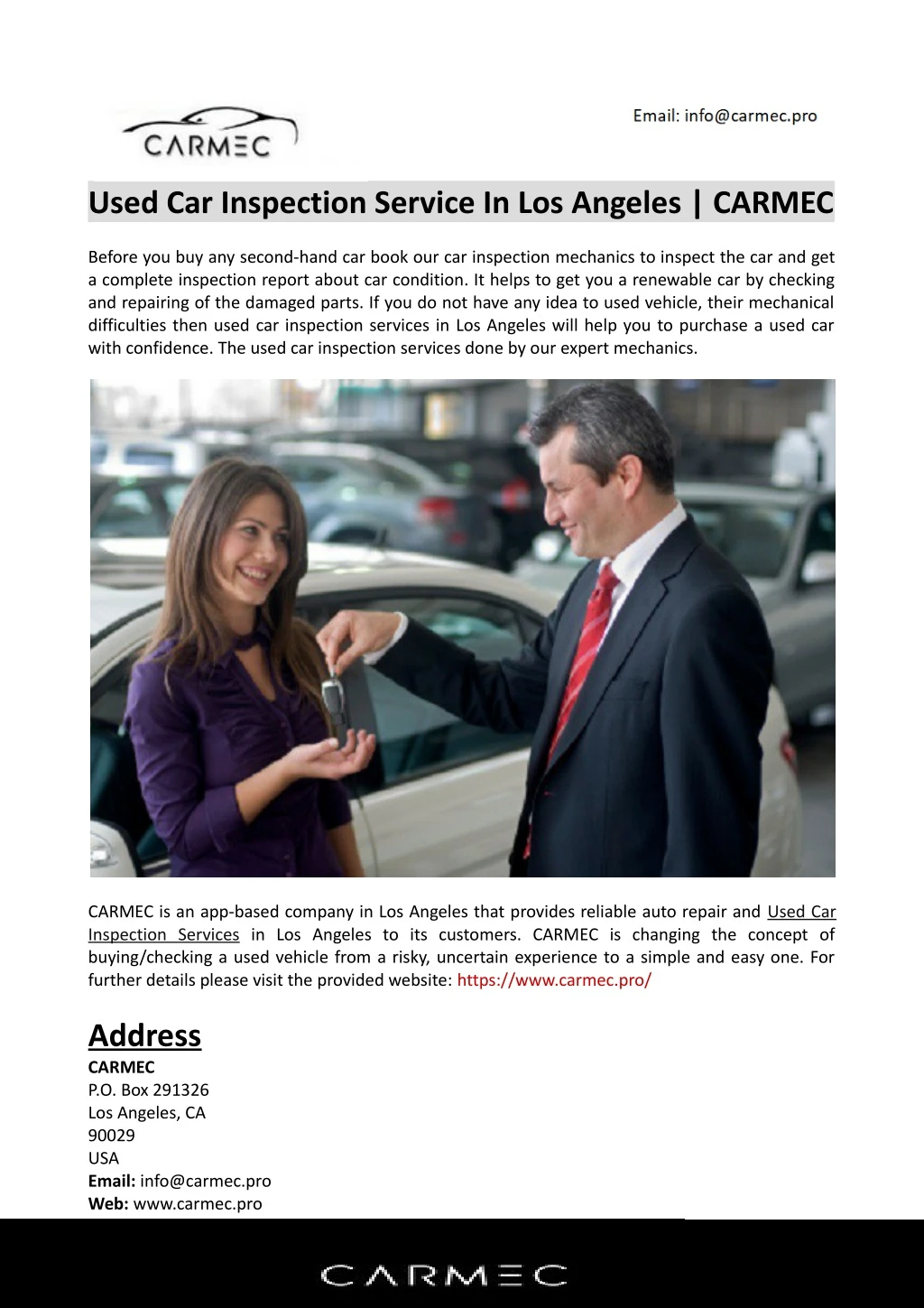 used car inspection service in los angeles carmec
