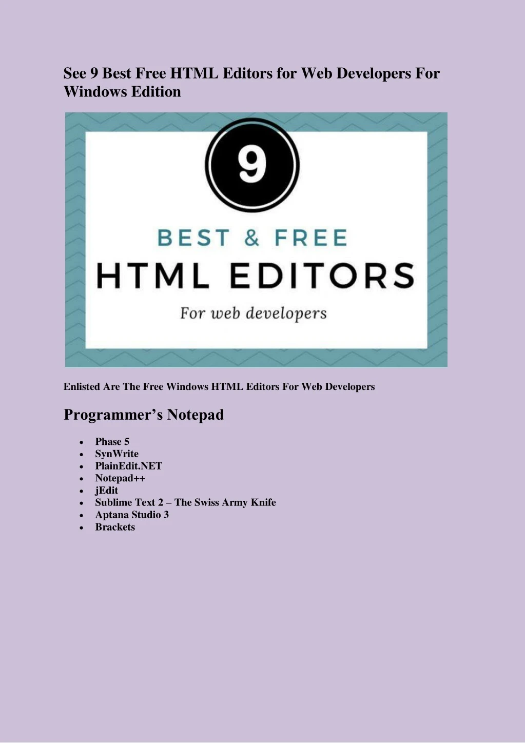 see 9 best free html editors for web developers
