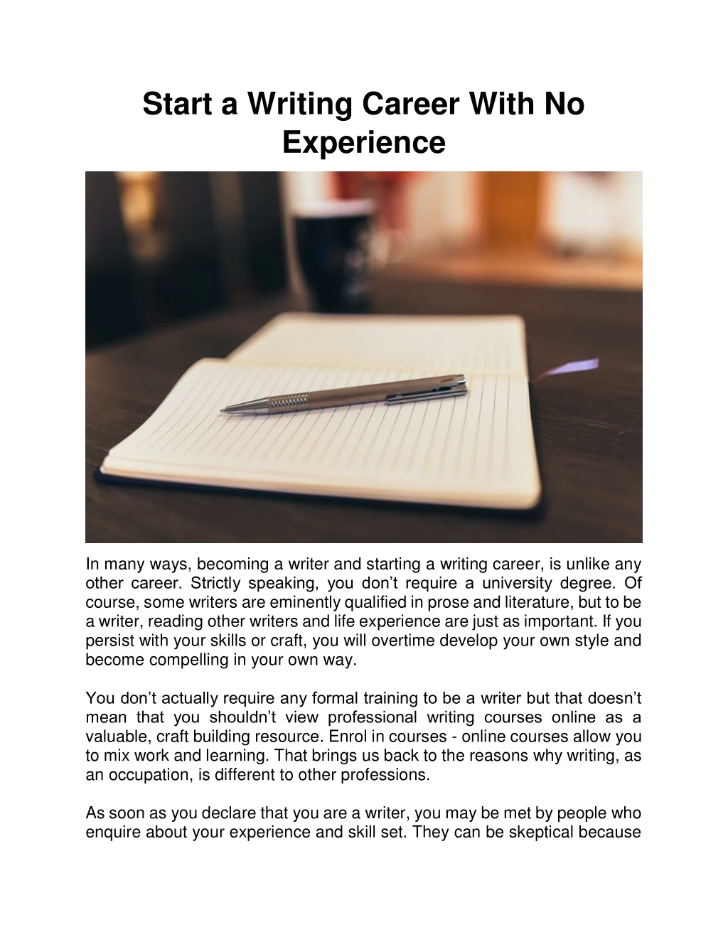 start a writing career with no experience