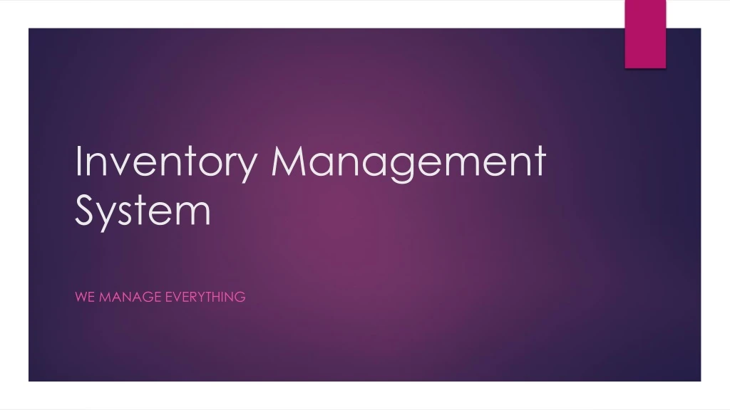 inventory management system