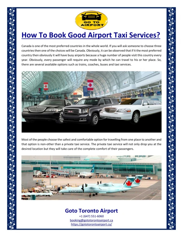 How To Book Good Airport Taxi Services?