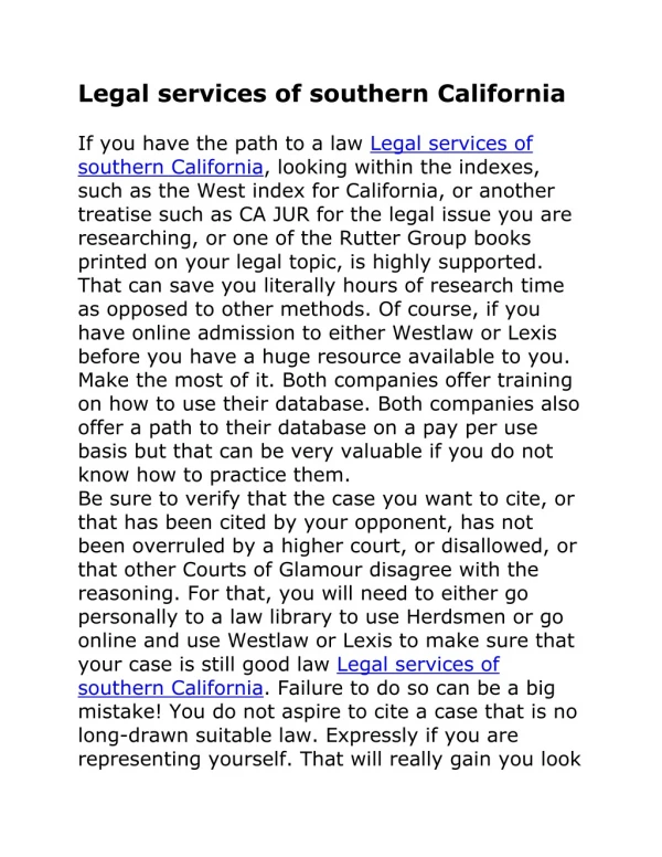 Legal services of southern California
