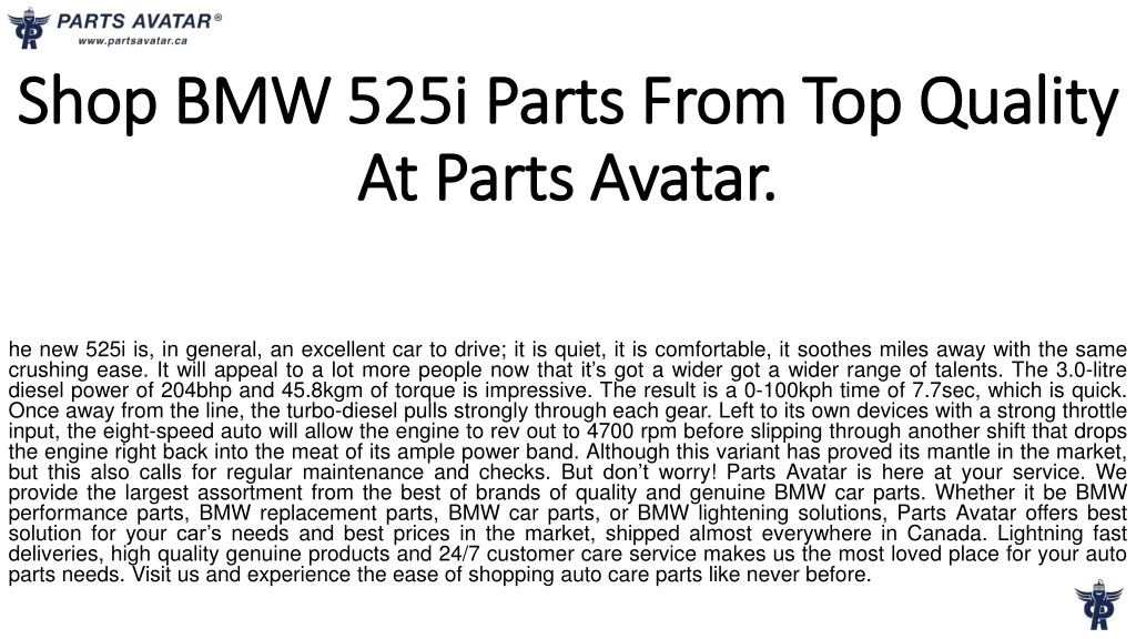 shop bmw 525i parts from top quality at parts avatar