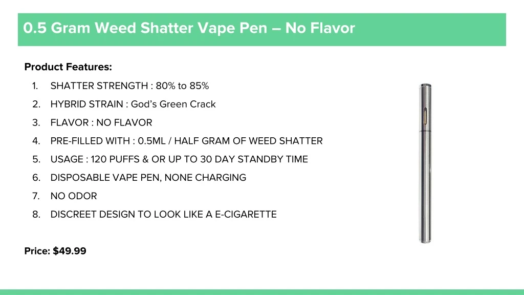 0 5 gram weed shatter vape pen no flavor