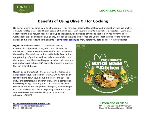 Benefits Of Using Olive Oil For Cooking